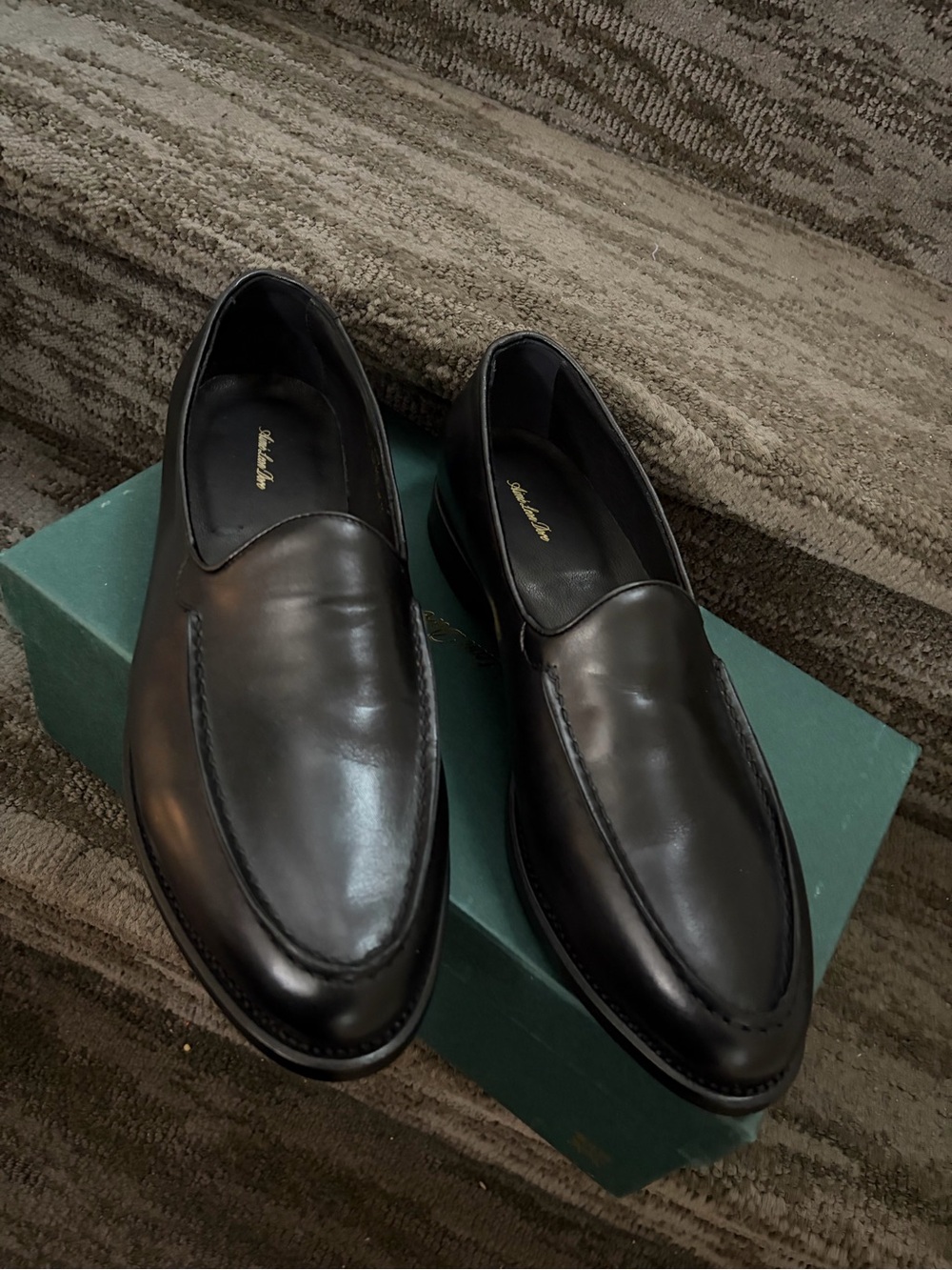 Aime Leon Dore Black Leather Slip-On Loafers